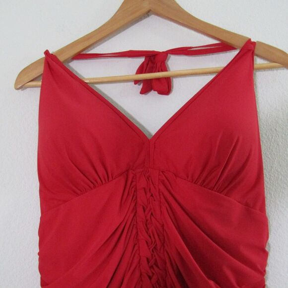 Swimsuits For All One Piece Swimsuit 22 Red Ruched Underwire Tummy Control Beach - Picture 2 of 9